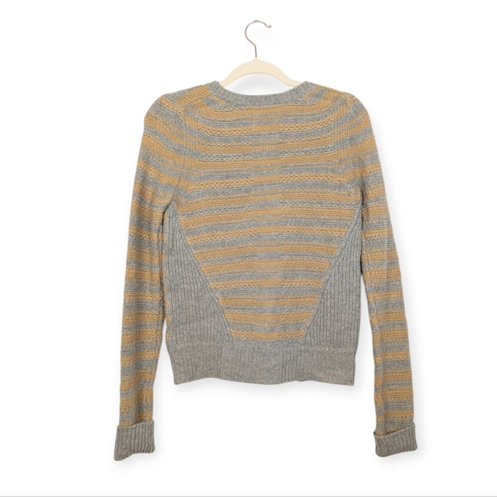 Thakoon Sweater XS Gray Camel Stripe Wool Cashmere Crewneck Knit Luxury - Picture 2 of 8